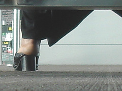 Lady  76 - Chubby black blond Lady in chunky heeled shoes /  Brussels airport - October 19th 2008