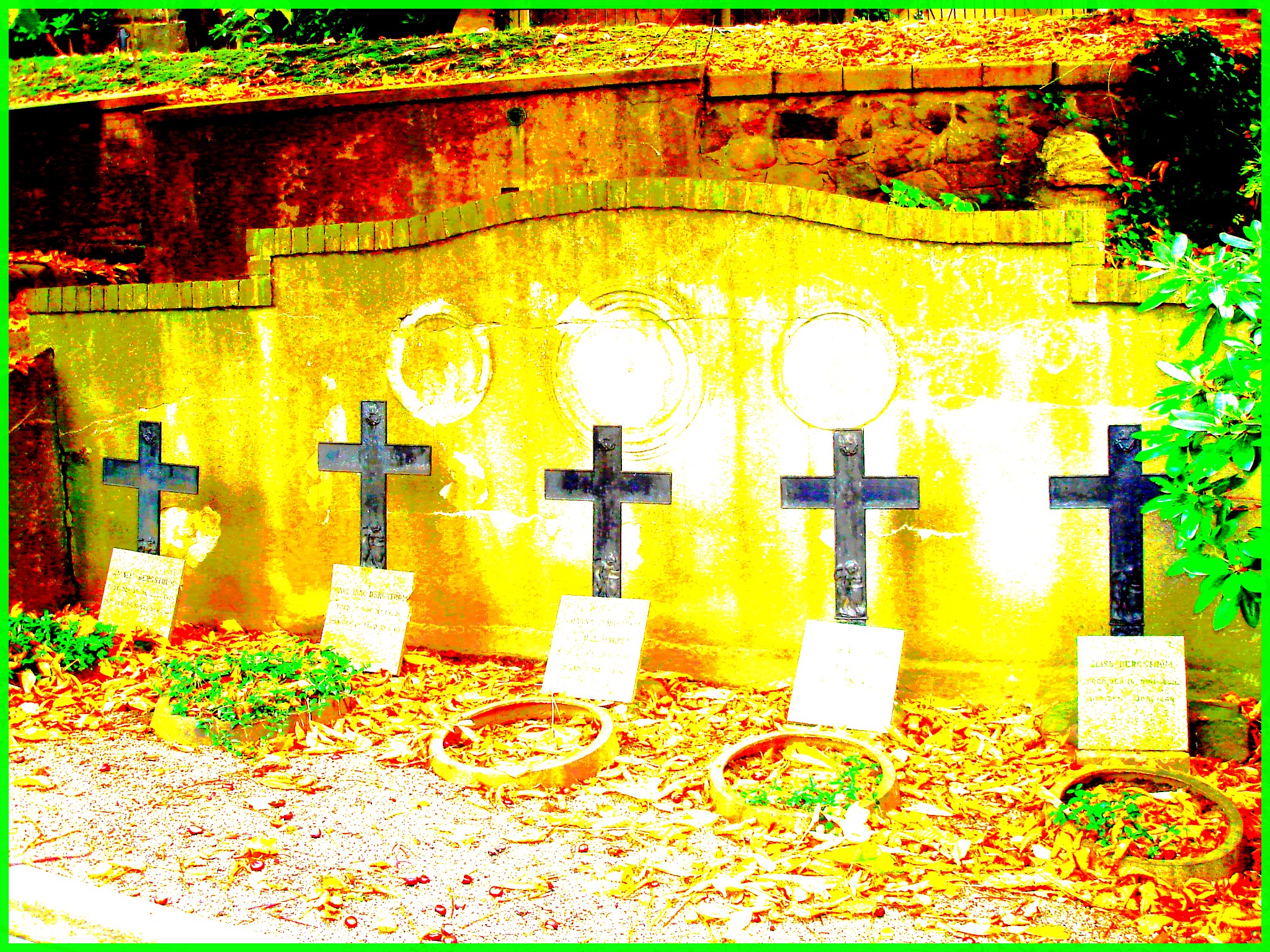 Cimetière de Helsingborg /  Helsingborg cemetery-  Suède / Sweden--Quintette de croix - Crosses quintet / 22 octobre 2008.