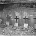 Cimetière de Helsingborg /  Helsingborg cemetery-  Suède / Sweden--Quintette de croix - Crosses quintet- Photofiltre-  En noir et blanc.