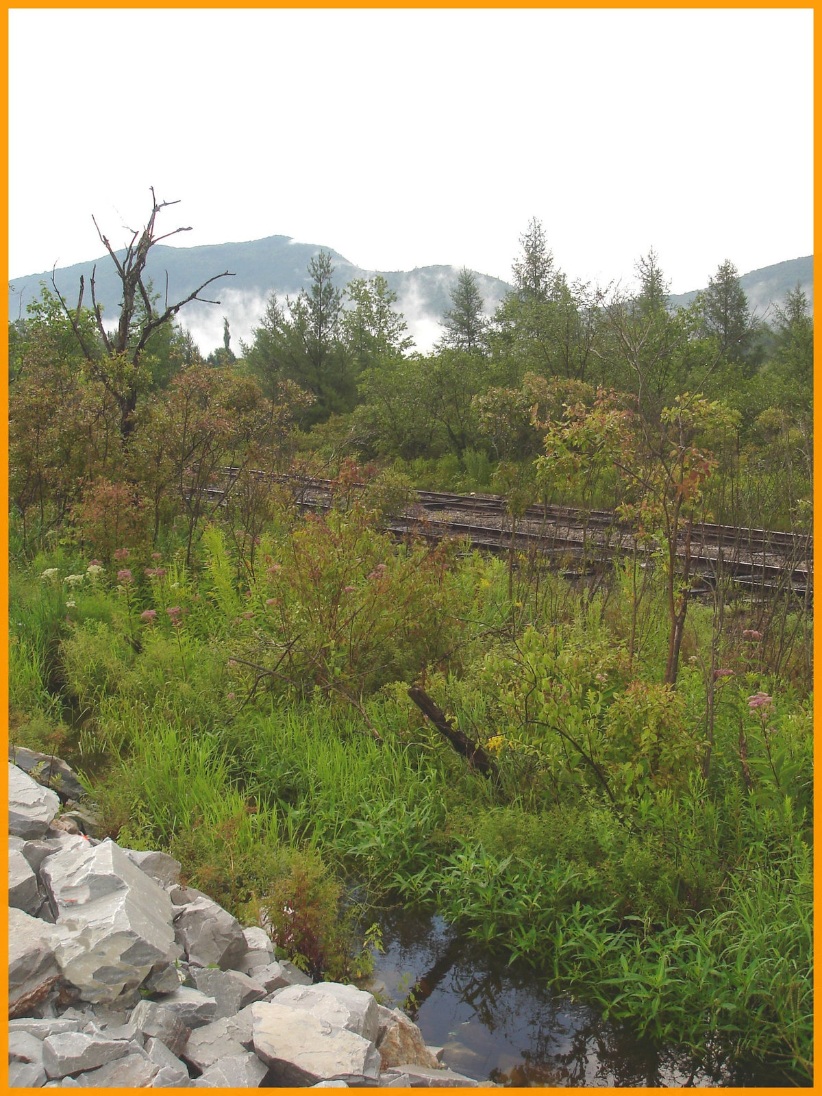 Railroad & Green mountains clouds - Chemin de fer et nuages de montagnes / Road no 7