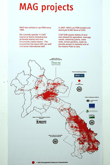 MAG map of Laos where still unexploded ordnances lying around