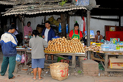 Fresh baken baguettes sold at many corners