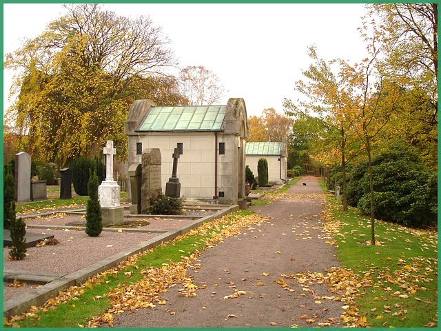 Cimetière de Helsingborg - Helsingborg cemetery -  Suède / Sweden - Up the hill - En haut de la colline.  22 octobre 2008.