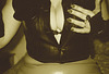 Lady Roxy - Erotic hand and impeccable cleavage display -  Main érotique et décolleté impeccable / Sepia