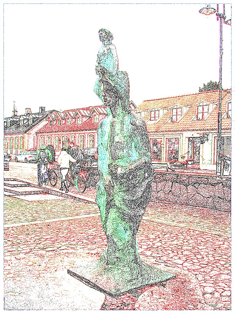 Photofiltre - Contours en couleur - Déesse de Båstad - Suède / Sweden.