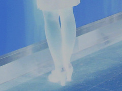 Jet airways high heeled blond flight attendant /  Brussels airport -19-10-2008- Ghost effect