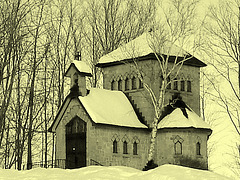 Tour St-Benoit de l'abbaye de St-Benoit-du-lac  /  Québec. CANADA / 6 février 2009 -  Photo ancienne  / Vintage artwork