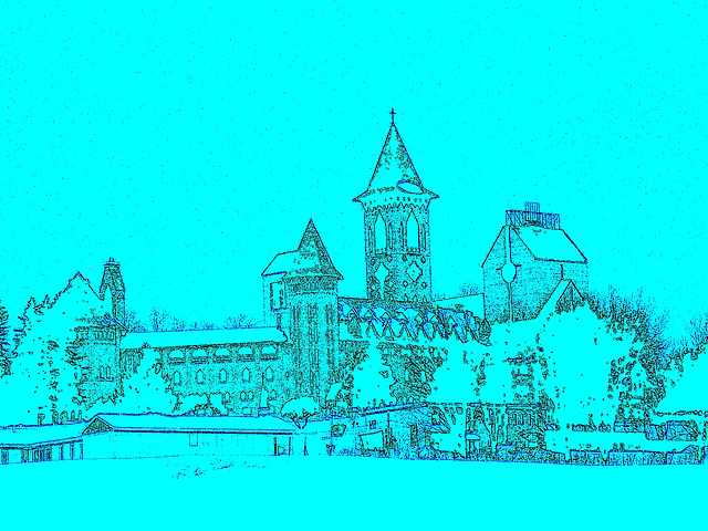 Abbaye de St-Benoit-du-lac  /   Québec - Canada -  7 Février 2009- Contours de couleurs