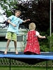 Lina and Torben jumping on a trampoline. Well, and Lina - ahm - flying of it.