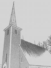 Église St-Augustin de Cantorbery- Austin. Québec- CANADA /   7 février 2009- Mine de plomb  /  Lead artwork