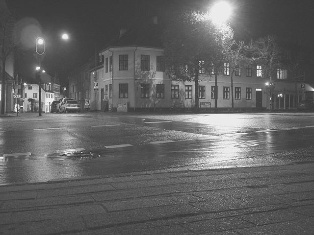 Un soir à Helsingor ....../   Helsingor by the night........Danemark / Denmark.   Octobre 2008 - N & B