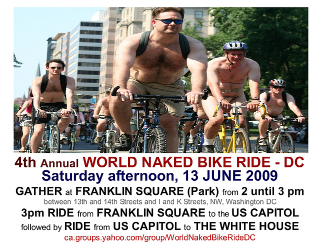 4th Annual World Naked Bike Ride / DC - Saturday, 13 June 2009 Flyer