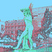 Exhibitionnisme statuaire -  Statuary exhibitionist - Copenhagen, Denmark .  20 octobre 2008 -  Bleu érotique