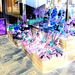 Étalage de plantes et fleurs à la suédoise /  Härliga buketter ortideer flowers sidewalk display -  Ängleholm / Suède- Sweden - 23 0ctobre 2008 - Effet de négatif et couleurs ravivées