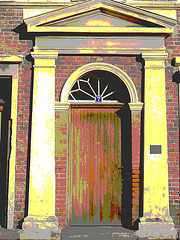 Typical Swedish door & windows - Porte & fenêtres typiquement suédoises /  Ängelholm - Suède / Sweden.   23 octobre 2008- Porte numéro 7.- Postérisée