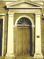 Typical Swedish door & windows - Porte & fenêtres typiquement suédoises /  Ängelholm - Suède / Sweden.   23 octobre 2008-  Porte numéro 7 -  Sepia