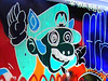 Pont et graffitis " Mario Bros " bridge graffitis  /  Ängelholm - Sweden / Suède - 23 octobre 2008- Effet de négatif et couleurs ravivées.