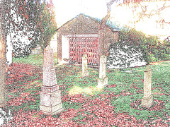 Cimetière et église / Cemetery & church - Ängelholm.  Suède / Sweden.  23 octobre 2008- Contours de couleurs / Colourful outlines