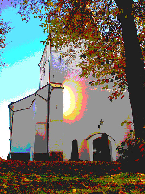 Laholms kirka ( Church & cemetery) - Église et cimetière /   Laholm -  Sweden / Suède.  25 octobre 2008  - Postérisation