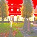 Laholms kirka ( Church & cemetery) - Église et cimetière /   Laholm -  Sweden / Suède.  25 octobre 2008- Photofiltrée avec du rouge