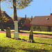 Laholms kirka ( Church & cemetery) - Église et cimetière /   Laholm -  Sweden / Suède.  25 octobre 2008 -  Légèrement  postérisée avec ciel bleu ajouté