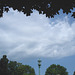 Lampadaire avec ciel et arbres  /   Street lamp with sky and trees.   Hometown  / Dans ma ville.  15 juillet 2009