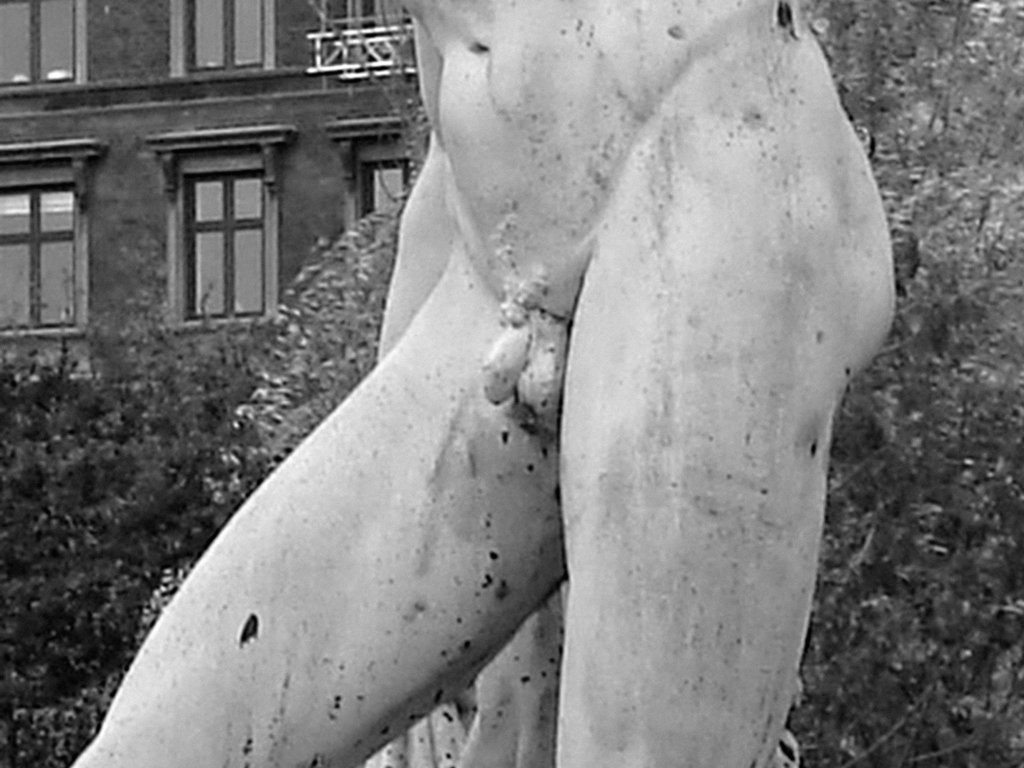 Exhibitionnisme statuaire / Statuary exhibitionist - Copenhague, Danemark.  20 octobre 2008- N & B