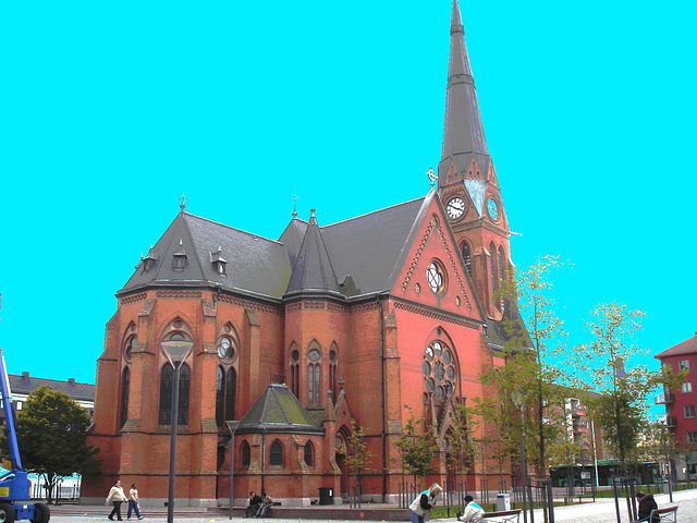 Église suédoise - Photofiltrée avec ciel bleu