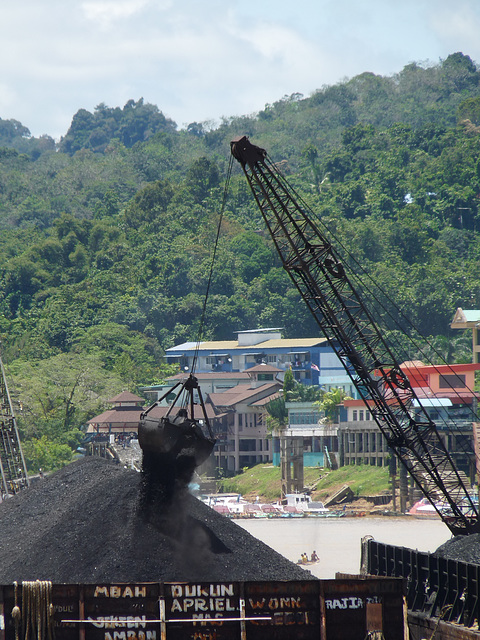 Transferring Coal from Ship to Barge