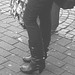 Readhead Swedish Teenager in buckled high-heeled Boots /  Ado Suédoise en bottes sexy -   Helsingborg / Suède- Sweden-  23 octobre 2008.- B & W