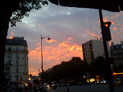 Sunset view from a café terrasse in Paris