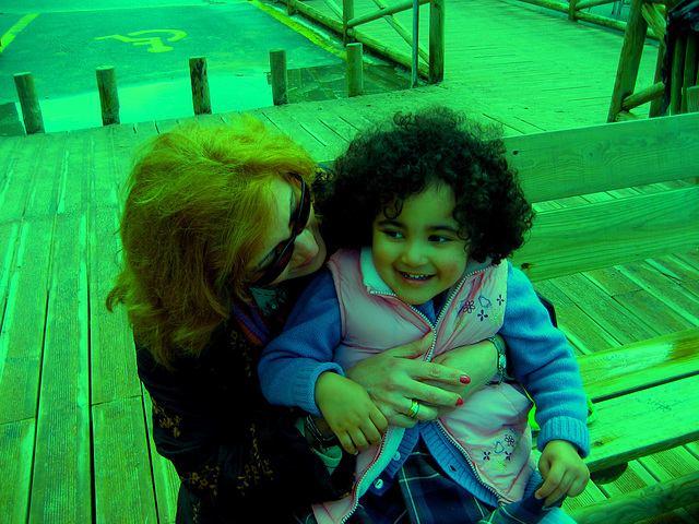 Rafaela & grandma, bench talk