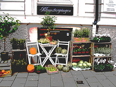 Délice visuel d'un trottoir Blomsterganten /  Blomsterganten sidewalk display - Postérisée