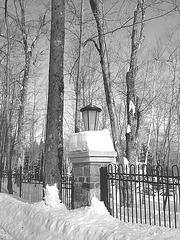 Paysages d'hiver à proximité de l'abbaye de St-Benoit-du-lac au Québec .  7 Février 2009- B & W