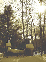 Paysages d'hiver à proximité de l'abbaye de St-Benoit-du-lac au Québec .  7 Février 2009-  Sepia