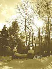 Paysages d'hiver à proximité de l'abbaye de St-Benoit-du-lac au Québec .  7 Février 2009 - Sepia