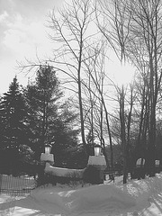 Paysages d'hiver à proximité de l'abbaye de St-Benoit-du-lac au Québec .  7 Février 2009 -  B & W