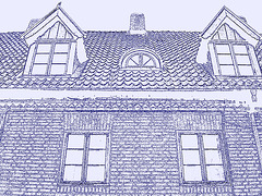 Maison  Skanegarden house - Båstad / Suède - Sweden.  21-10-2008  - Dessin bleuté.