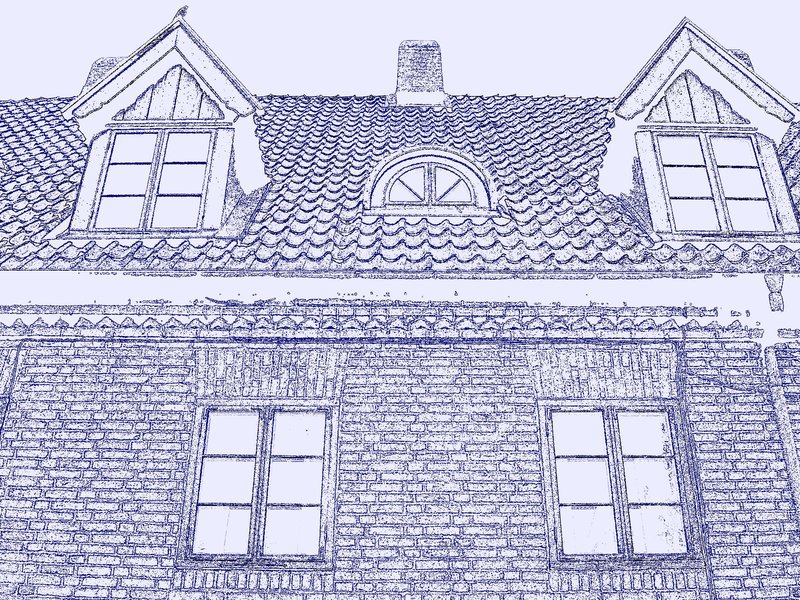 Maison  Skanegarden house - Båstad / Suède - Sweden.  21-10-2008  - Dessin bleuté.