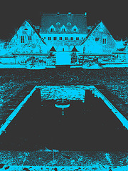 Noblesse architecturale /  Castle style building - Bichromie bleu-noir /  Black & blue artwork