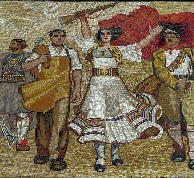 Tirana- Detail of a Mosaic 'The Albanians' on the National History Museum