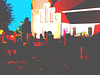 Église & cimetière de soir - Båstad -  Suède /  Sweden.   Octobre 2008 -  Postérisation photofiltrée