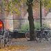 Église et vélos /  Church & bikes scenery  -  Helsingborg / Suède - Sweden.  22 octobre 2008-  Peinture à l'huile / Oil painting artwork