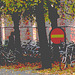 Église et vélos /  Church & bikes scenery  -  Helsingborg / Suède - Sweden.  22 octobre 2008-  Postérisée avec couleurs ravivées