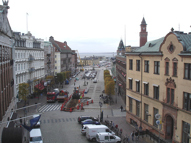 Du haut des escaliers menant à la Tour Viking / From the top of the tower stairs.   Helsinborg / Suède - Sweden.   22 octobre 2008