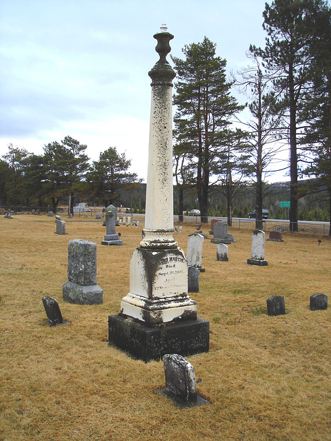 Cimetière américain typique /  Mountain view cemetery. Saranac lake area.  NY. USA . March 29th 2009- Martin tower - La tour Martin