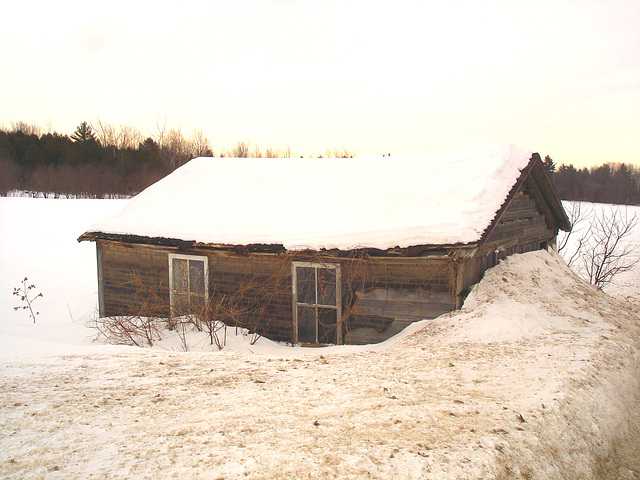 Cabane ensevelie de neige / Snow-covered shack