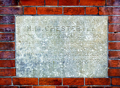 A commemorative stone on Tongham Village Hall