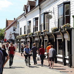 Lewes High Street on a summer Saturday afternoon