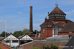 Barveys Brewery from Lewes High Street on a summer Saturday afternoon